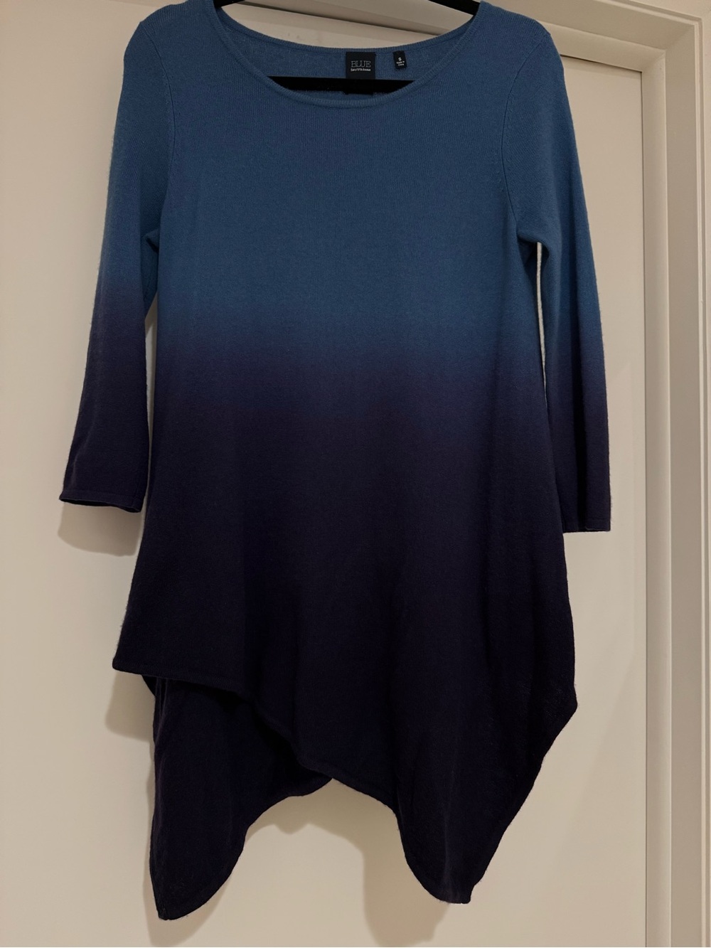 BLUE Saks Fifth Avenue Blue Ombre Cashmere Handkerchief Hem Tunic/Sweater Dress